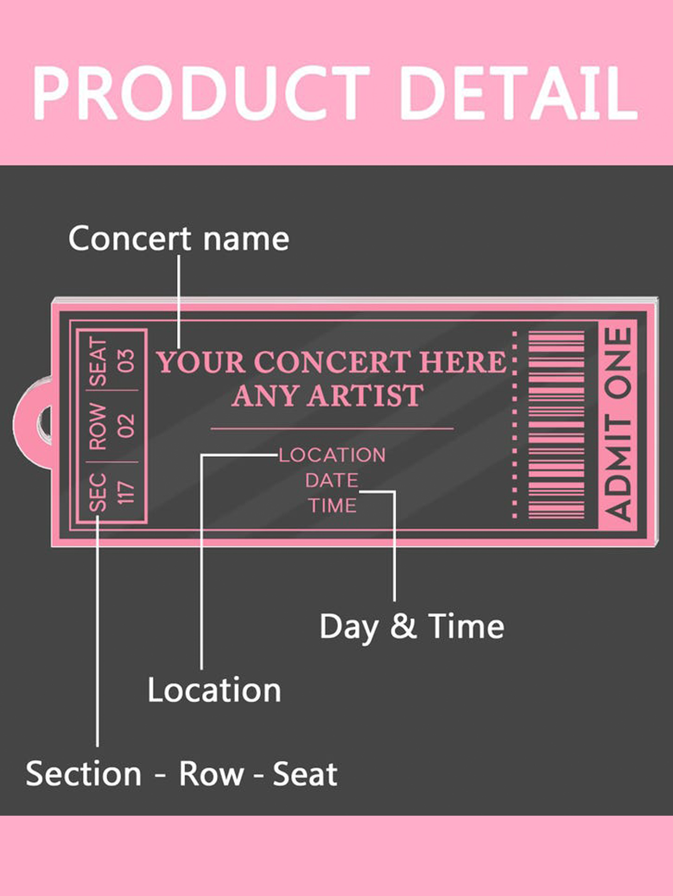 Custom Acrylic Concert Ticket Keychain
